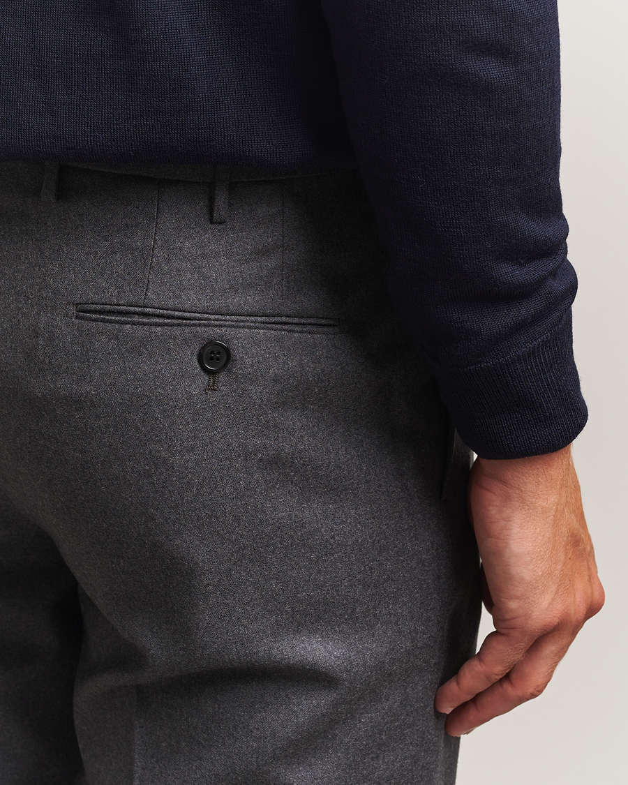 Mies | Housut | Incotex | Regular Fit Worsted Flannel Trousers Grey Melange
