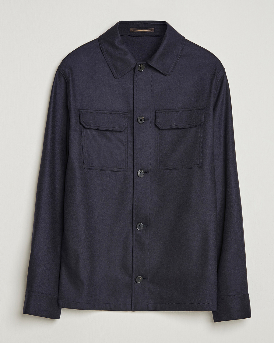 Mies | Kauluspaidat | Incotex | Flannel Overshirt Navy