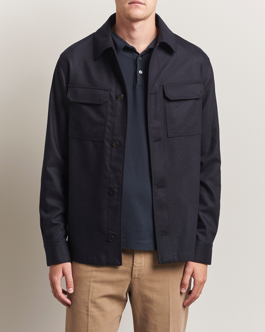 Mies | Kauluspaidat | Incotex | Flannel Overshirt Navy