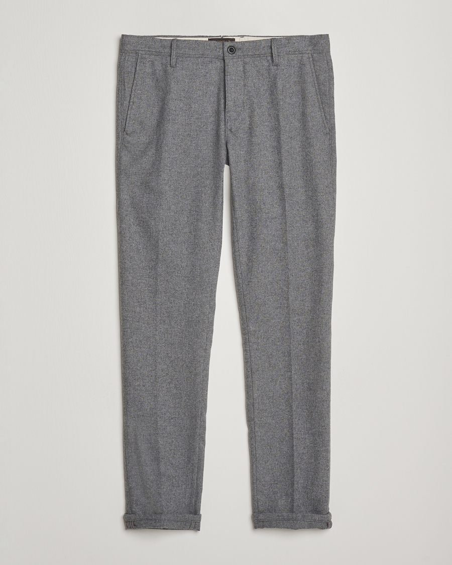 Mies | Housut | Incotex | Slim Fit Washed Flannel Slacks Light Grey