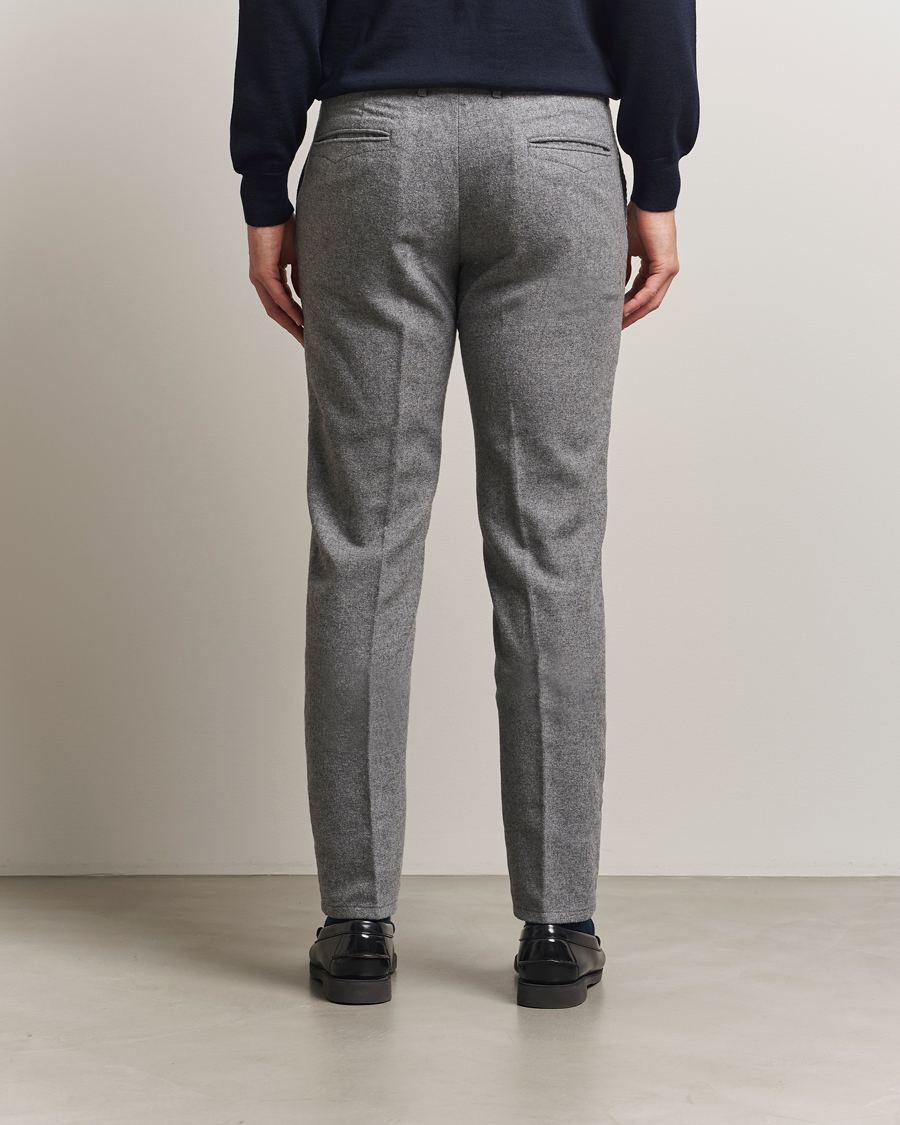 Mies | Housut | Incotex | Slim Fit Washed Flannel Slacks Light Grey