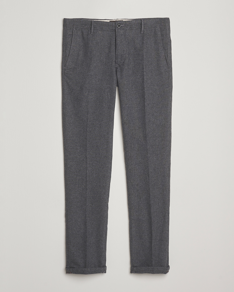 Mies | Housut | Incotex | Slim Fit Washed Flannel Slacks Grey Melange