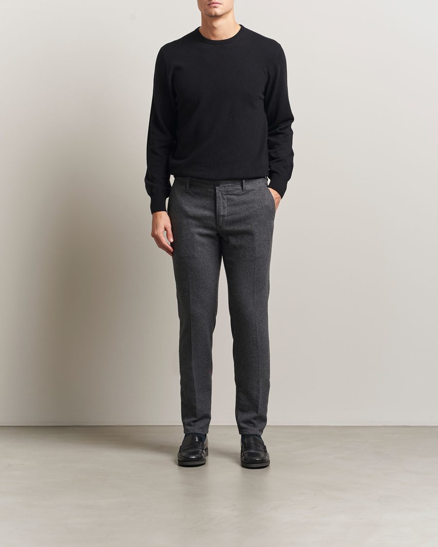 Mies | Housut | Incotex | Slim Fit Washed Flannel Slacks Grey Melange