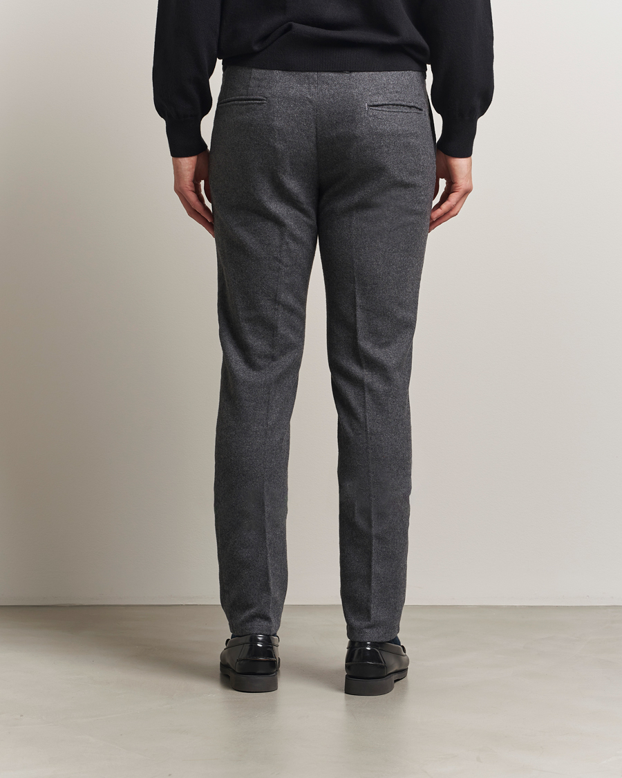 Mies | Housut | Incotex | Slim Fit Washed Flannel Slacks Grey Melange