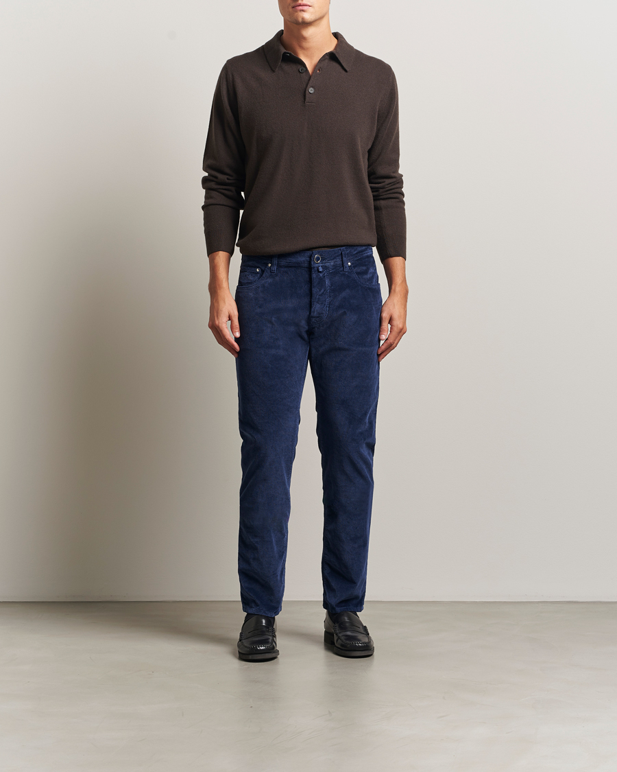 Mies | Housut | Jacob Cohën | Bard 5-Pocket Medium Corduroy Trousers Dark Blue