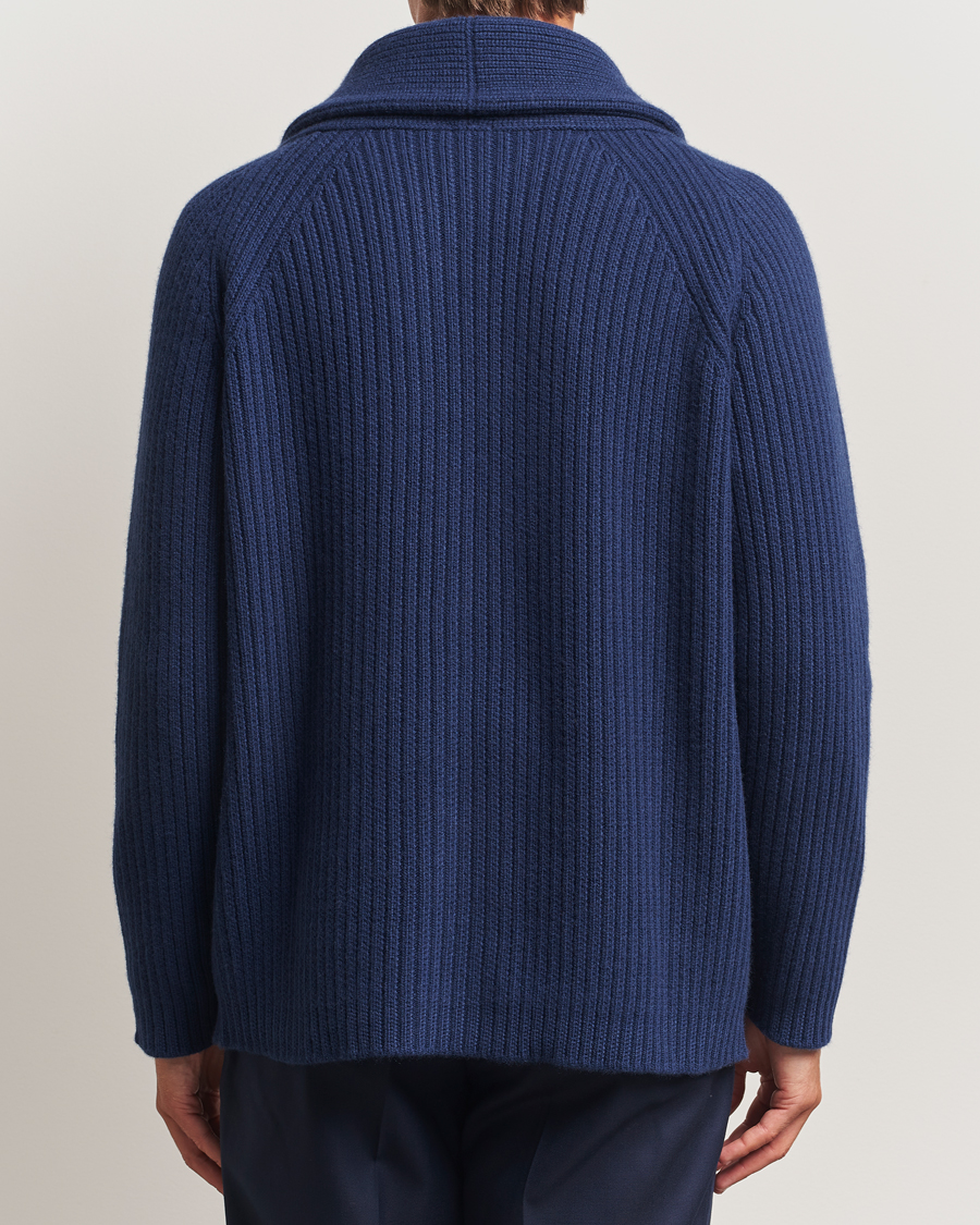 Mies | Puserot | Kiton | Cashmere Rib Shawl Cardigan Navy