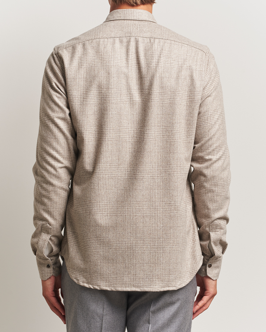 Mies | Kauluspaidat | Kiton | Wool Check Overshirt Light Beige