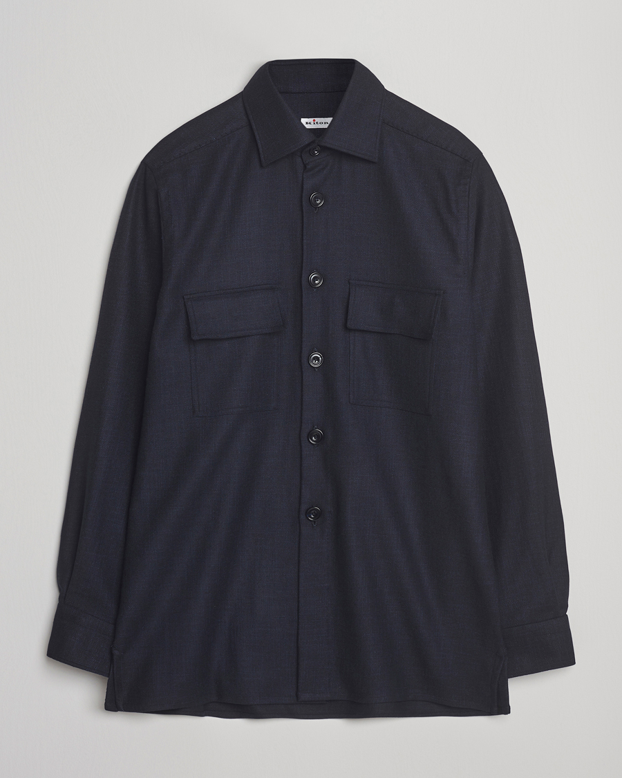 Mies | Kauluspaidat | Kiton | Wool Overshirt Navy