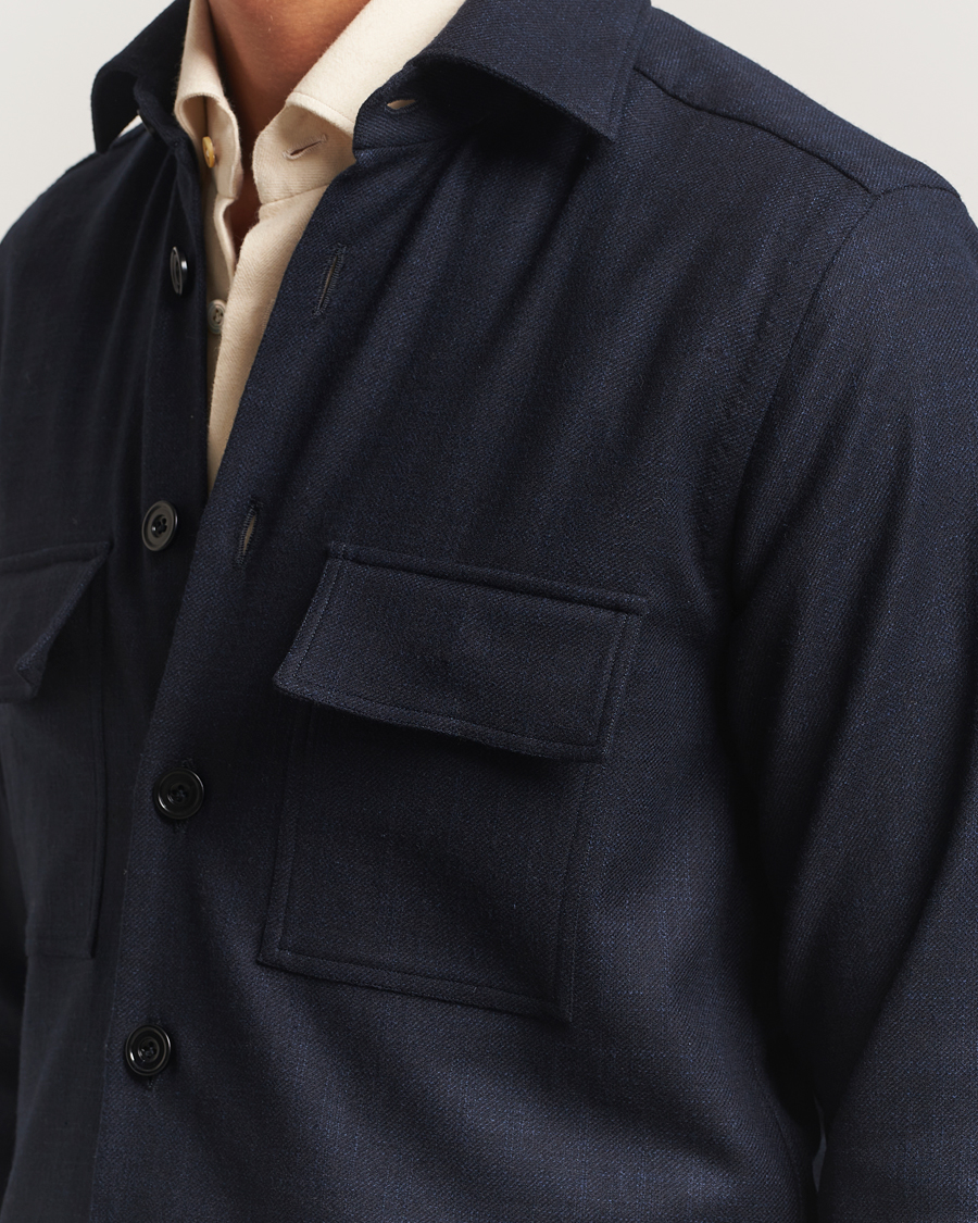 Mies | Kauluspaidat | Kiton | Wool Overshirt Navy