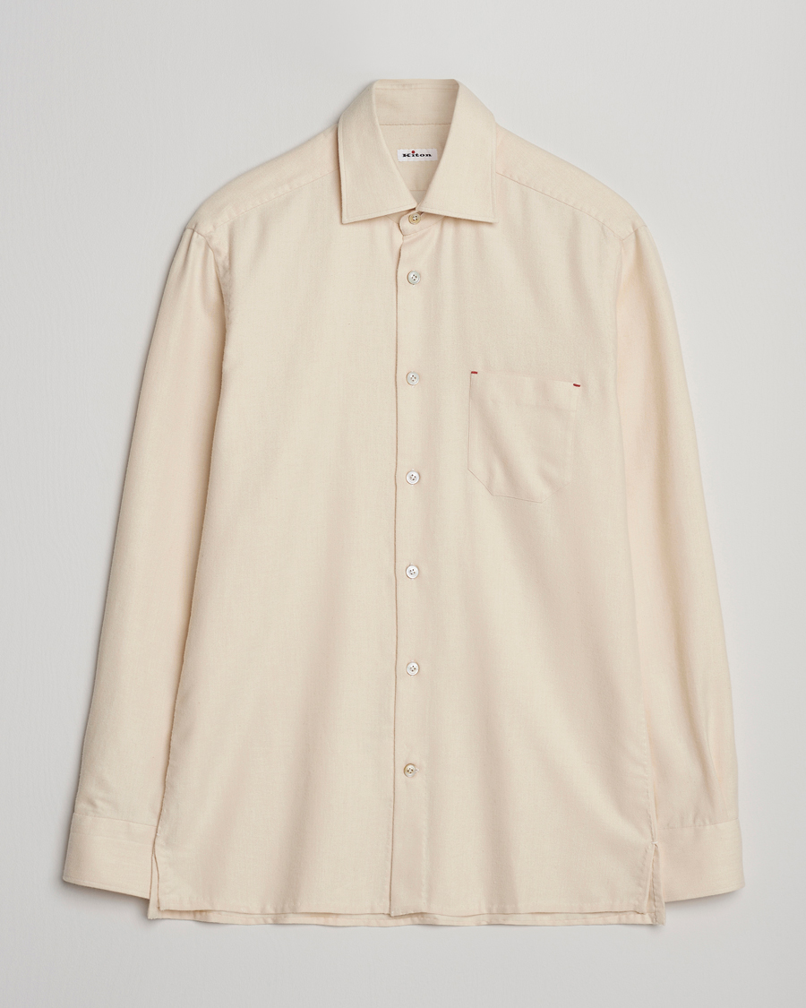 Mies | Kauluspaidat | Kiton | Cotton Flannel Sport Shirt Cream
