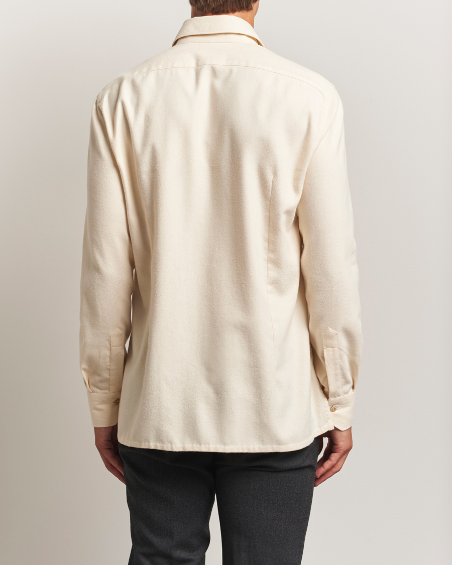 Mies | Kauluspaidat | Kiton | Cotton Flannel Sport Shirt Cream