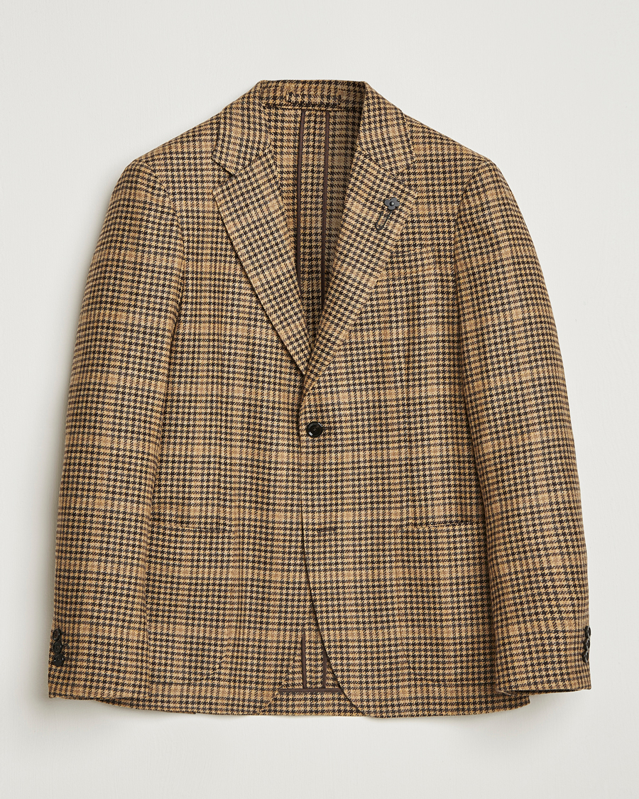 Mies | Pikkutakit | Lardini | Wool/Cashmere Houndstooth Overcheck Blazer Brown