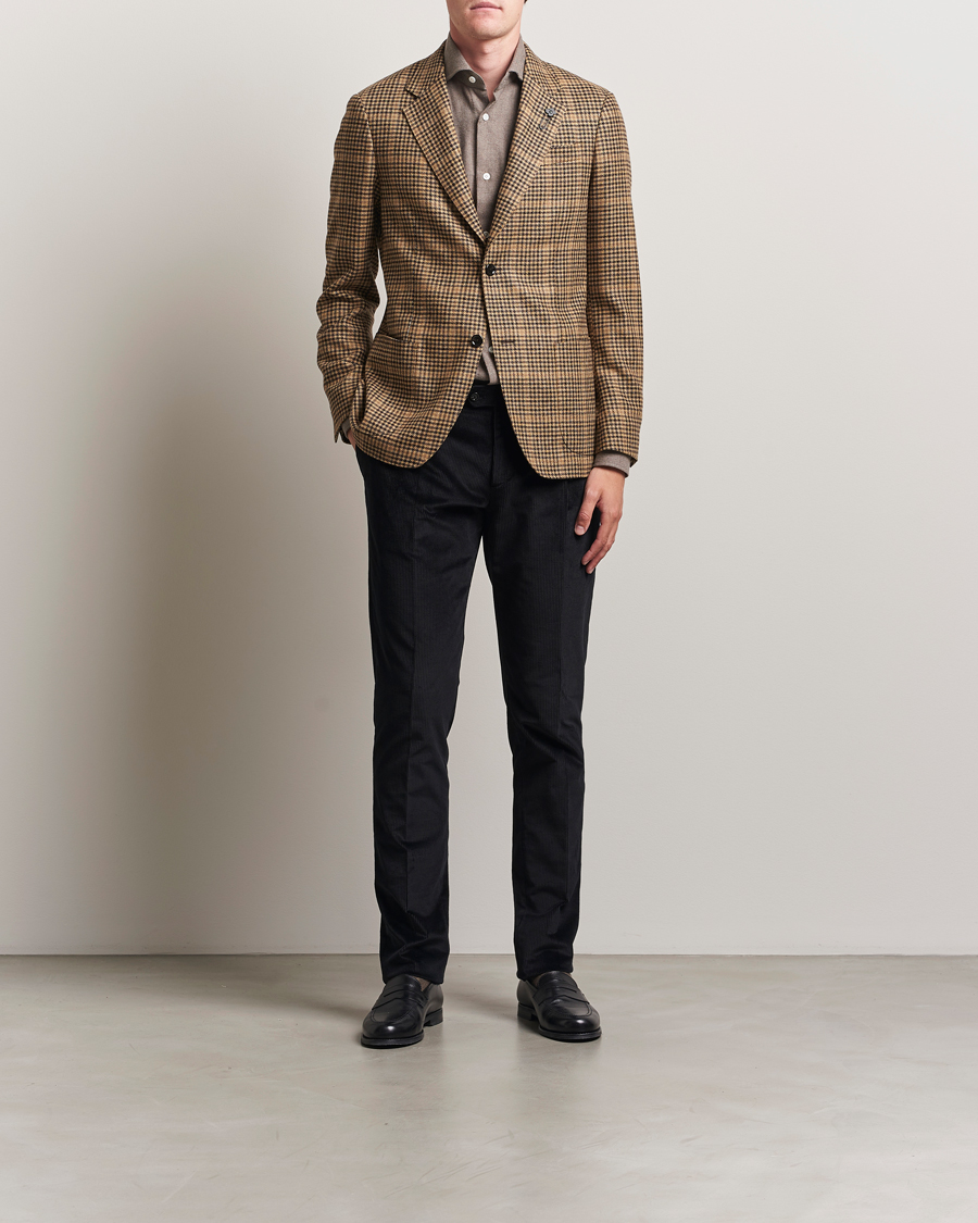 Mies | Pikkutakit | Lardini | Wool/Cashmere Houndstooth Overcheck Blazer Brown