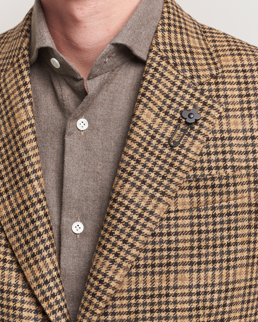 Mies | Pikkutakit | Lardini | Wool/Cashmere Houndstooth Overcheck Blazer Brown