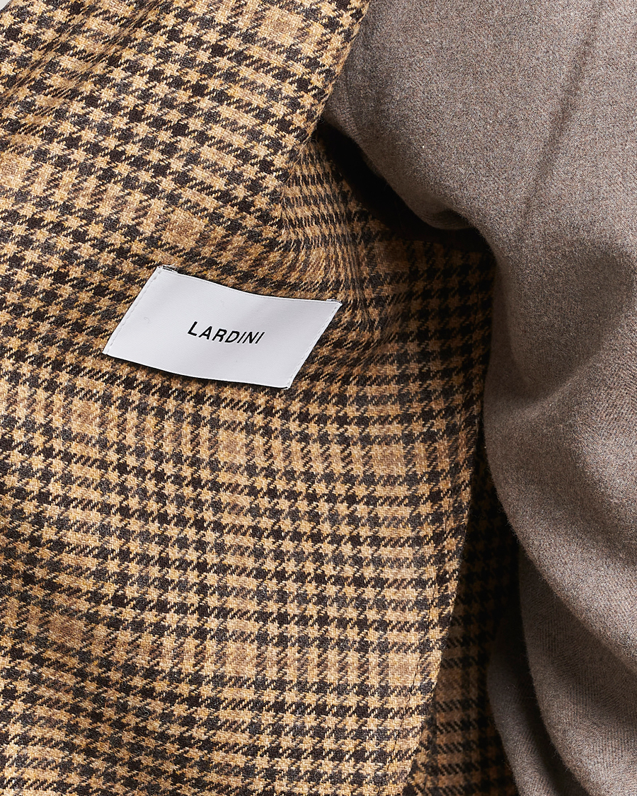 Mies | Pikkutakit | Lardini | Wool/Cashmere Houndstooth Overcheck Blazer Brown