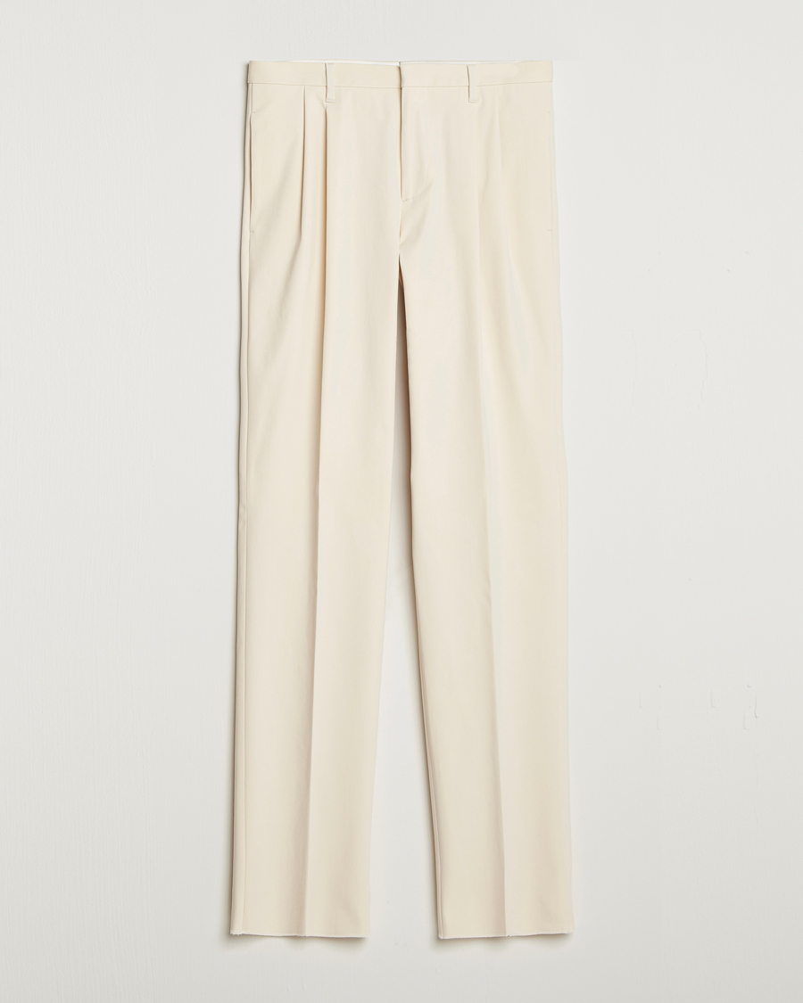 Mies | Housut | Lardini | Double Pleated Cotton Stretch Trousers Off White