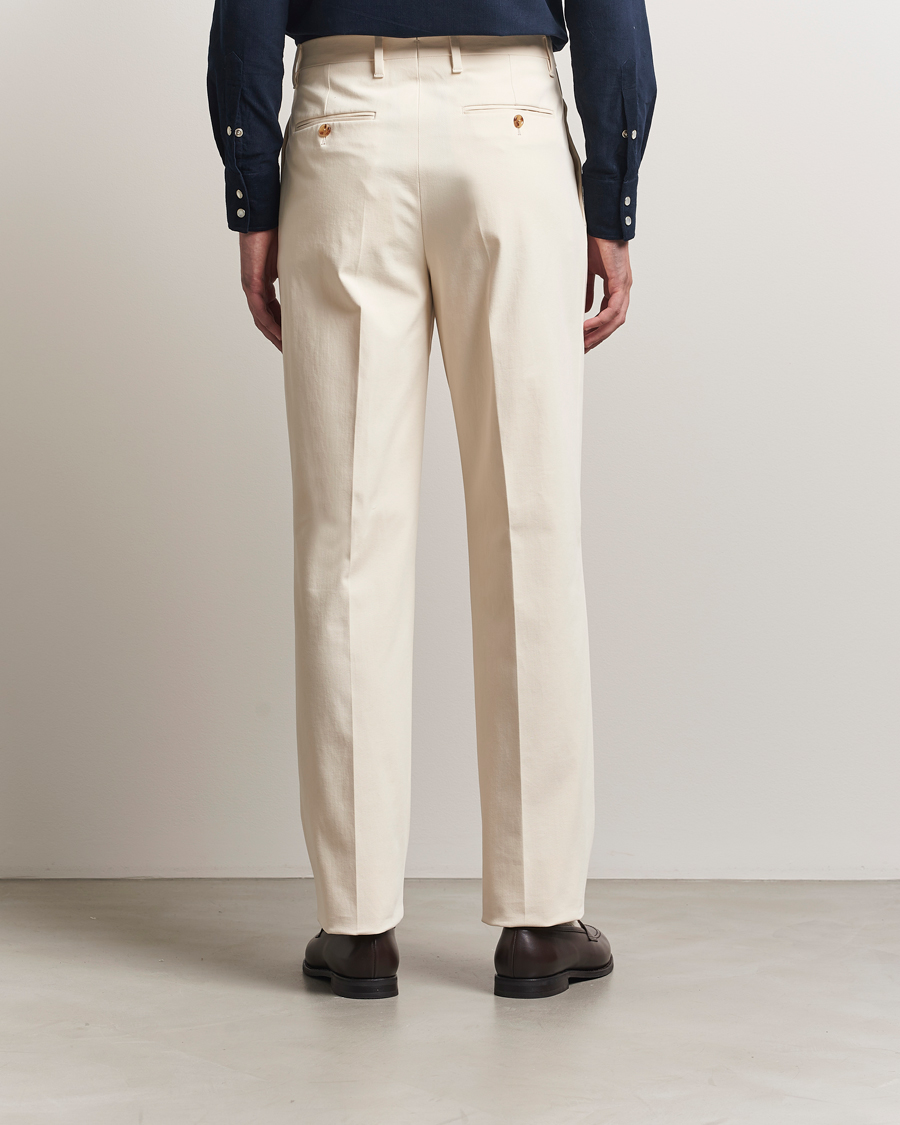 Mies | Housut | Lardini | Double Pleated Cotton Stretch Trousers Off White
