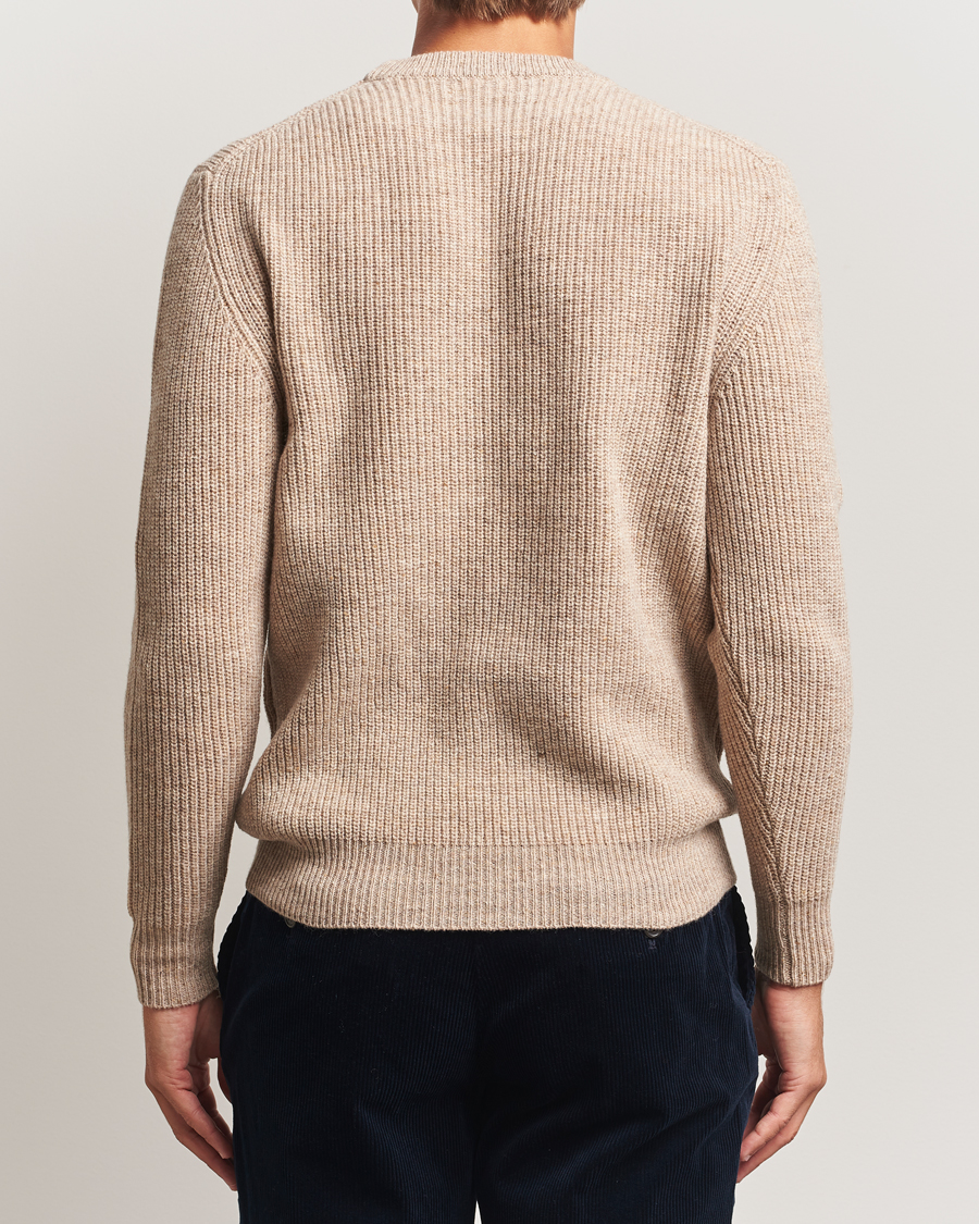 Mies | Puserot | Lardini | Knitted Wool Crew Neck Light Brown
