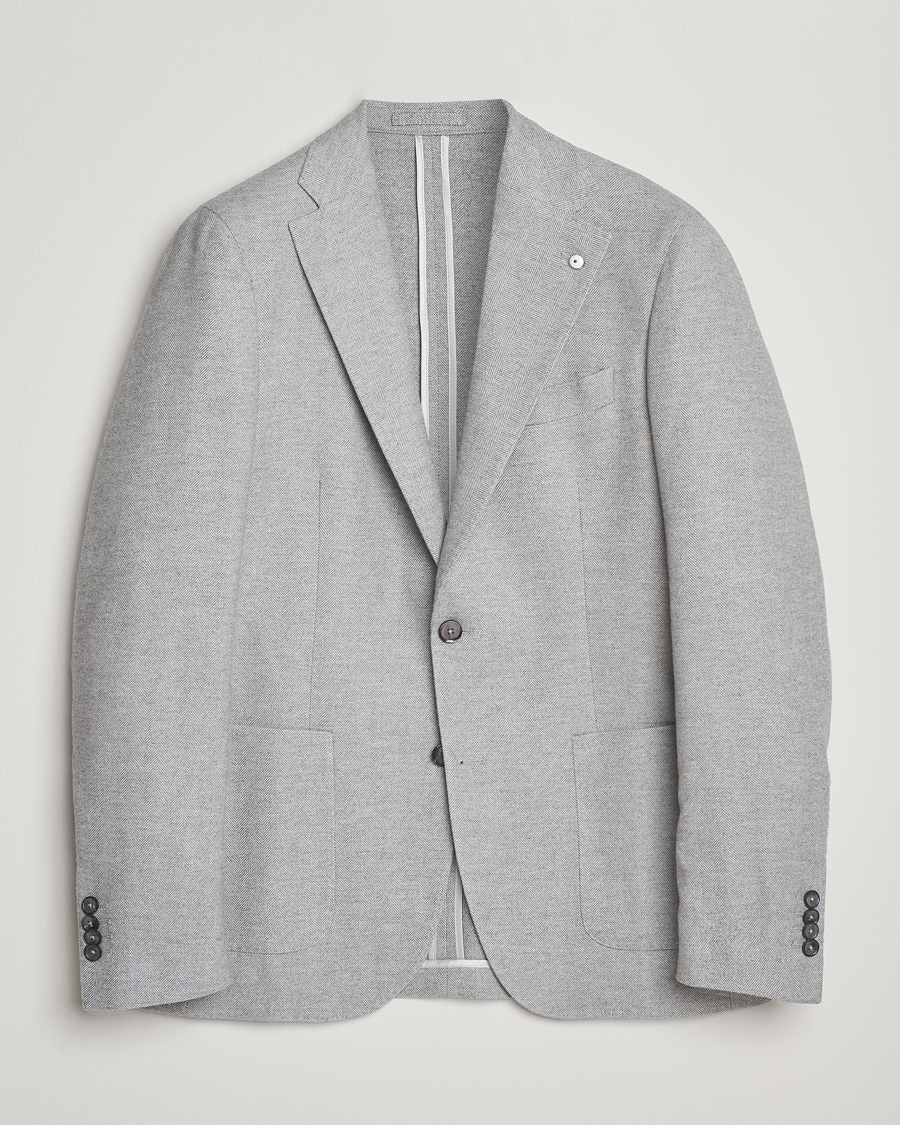Mies | Pikkutakit | L.B.M. 1911 | Jack Herringbone Cotton Blazer Light Grey
