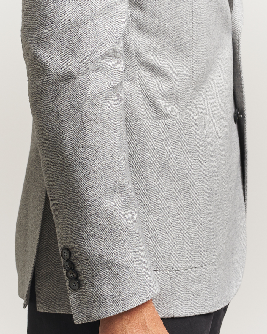 Mies | Pikkutakit | L.B.M. 1911 | Jack Herringbone Cotton Blazer Light Grey