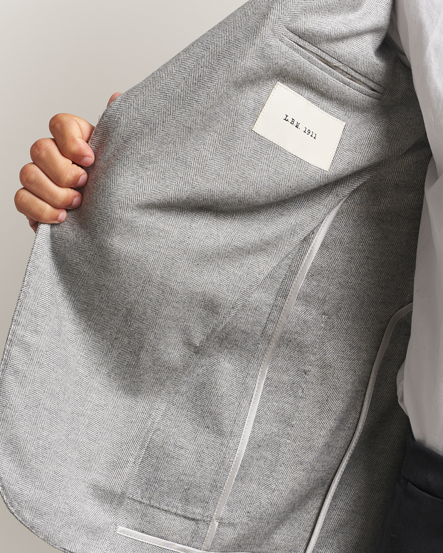 Mies | Pikkutakit | L.B.M. 1911 | Jack Herringbone Cotton Blazer Light Grey