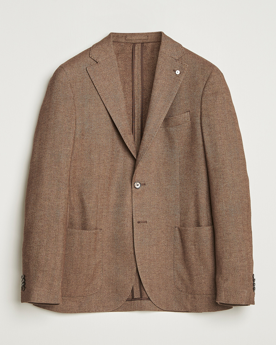 Mies | Pikkutakit | L.B.M. 1911 | Jack Herringbone Cotton Blazer Brown