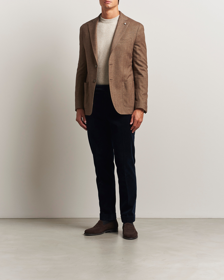 Mies | Pikkutakit | L.B.M. 1911 | Jack Herringbone Cotton Blazer Brown