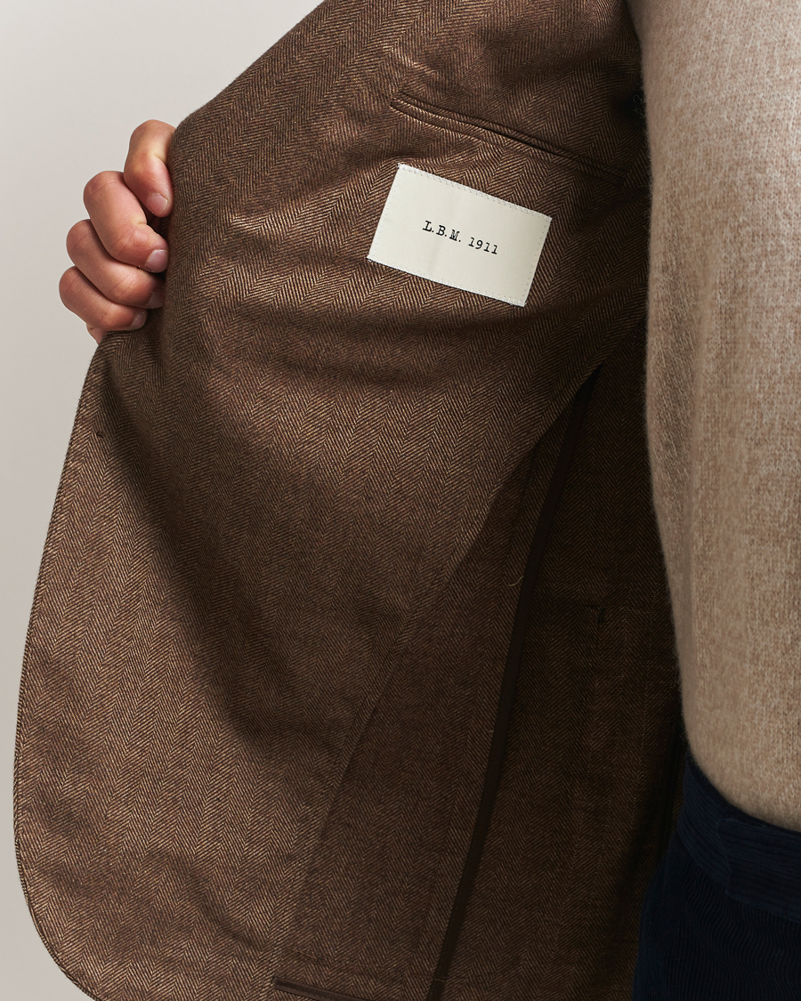 Mies | Pikkutakit | L.B.M. 1911 | Jack Herringbone Cotton Blazer Brown