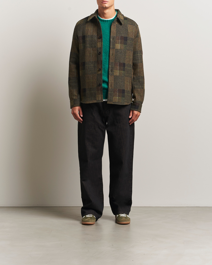 Mies | Kauluspaidat | LES DEUX | Kody Patchwork Wool Overshirt Green