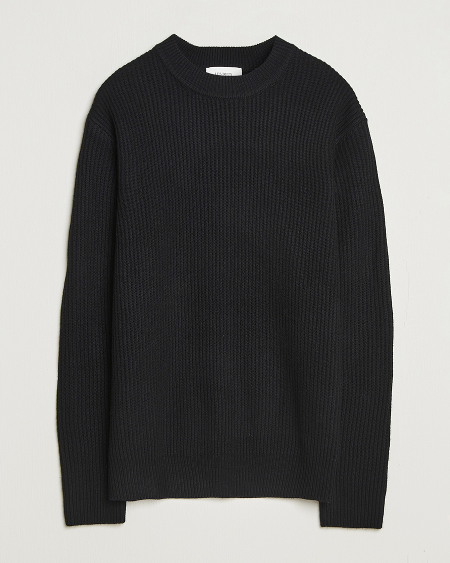 Mies | Puserot | LES DEUX | Eddie Wool Rib Crewneck Black