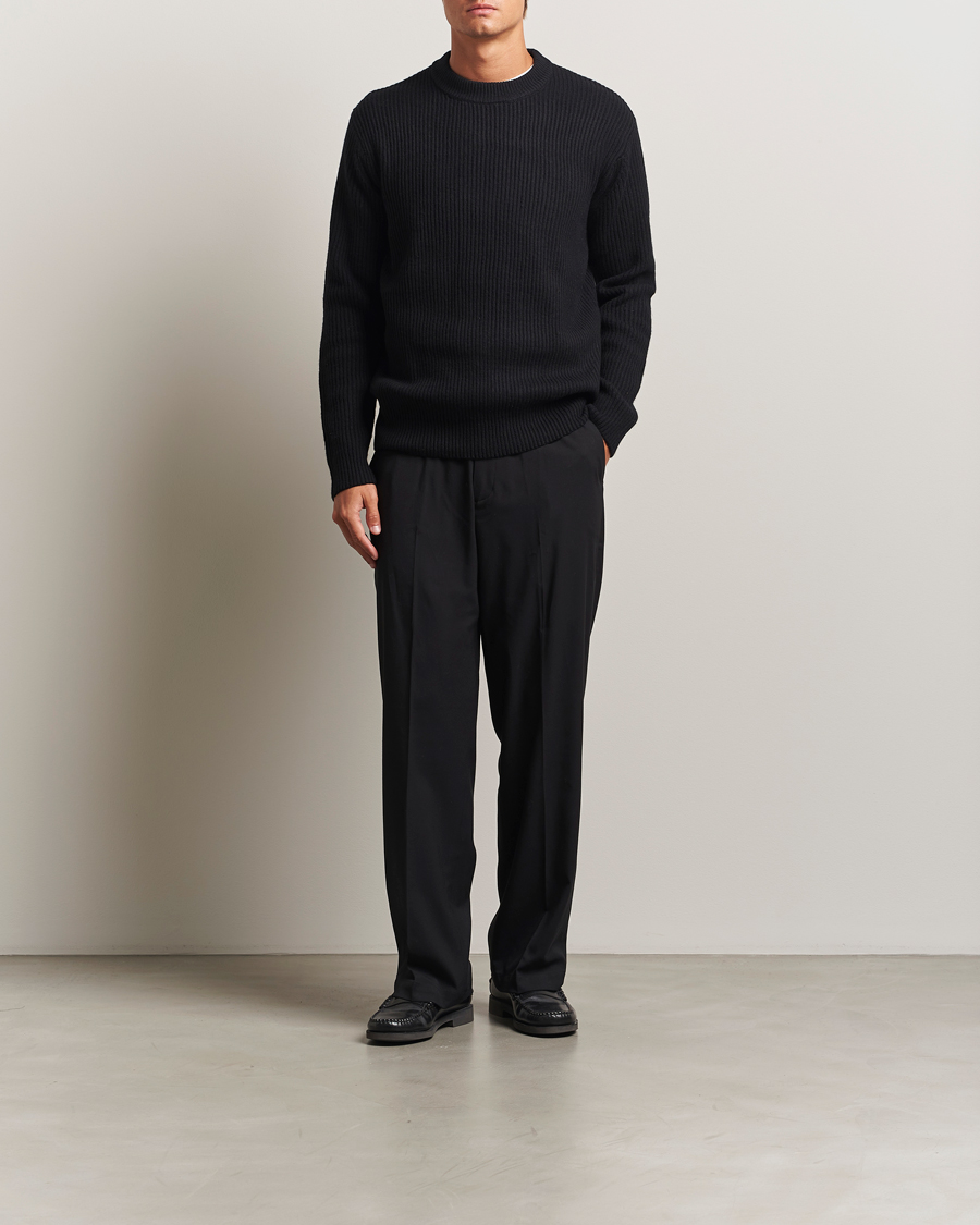 Mies | Puserot | LES DEUX | Eddie Wool Rib Crewneck Black