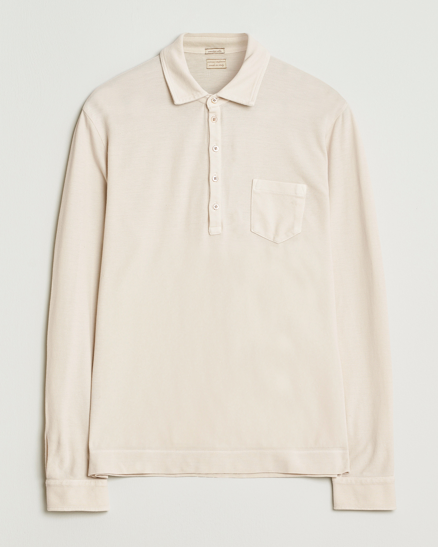 Mies | Pikeet | Massimo Alba | Ischia Cotton/Cashmere Long Sleeve Polo Off White