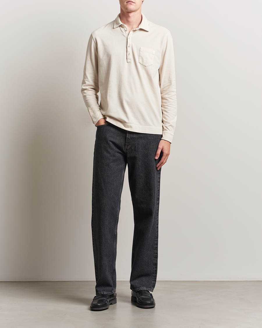 Mies | Pikeet | Massimo Alba | Ischia Cotton/Cashmere Long Sleeve Polo Off White