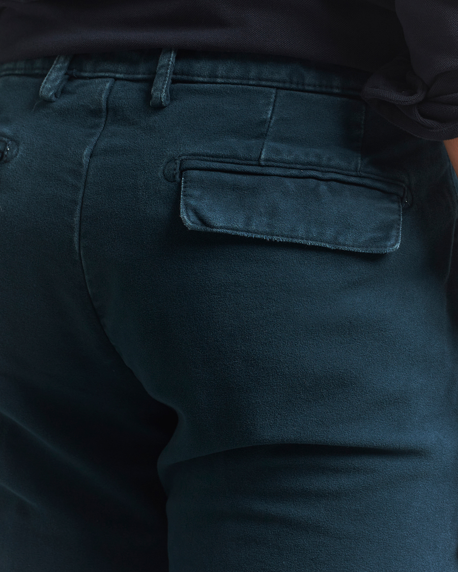 Mies | Housut | Massimo Alba | Ionio Pleated Moleskine Trousers Petrol Blue