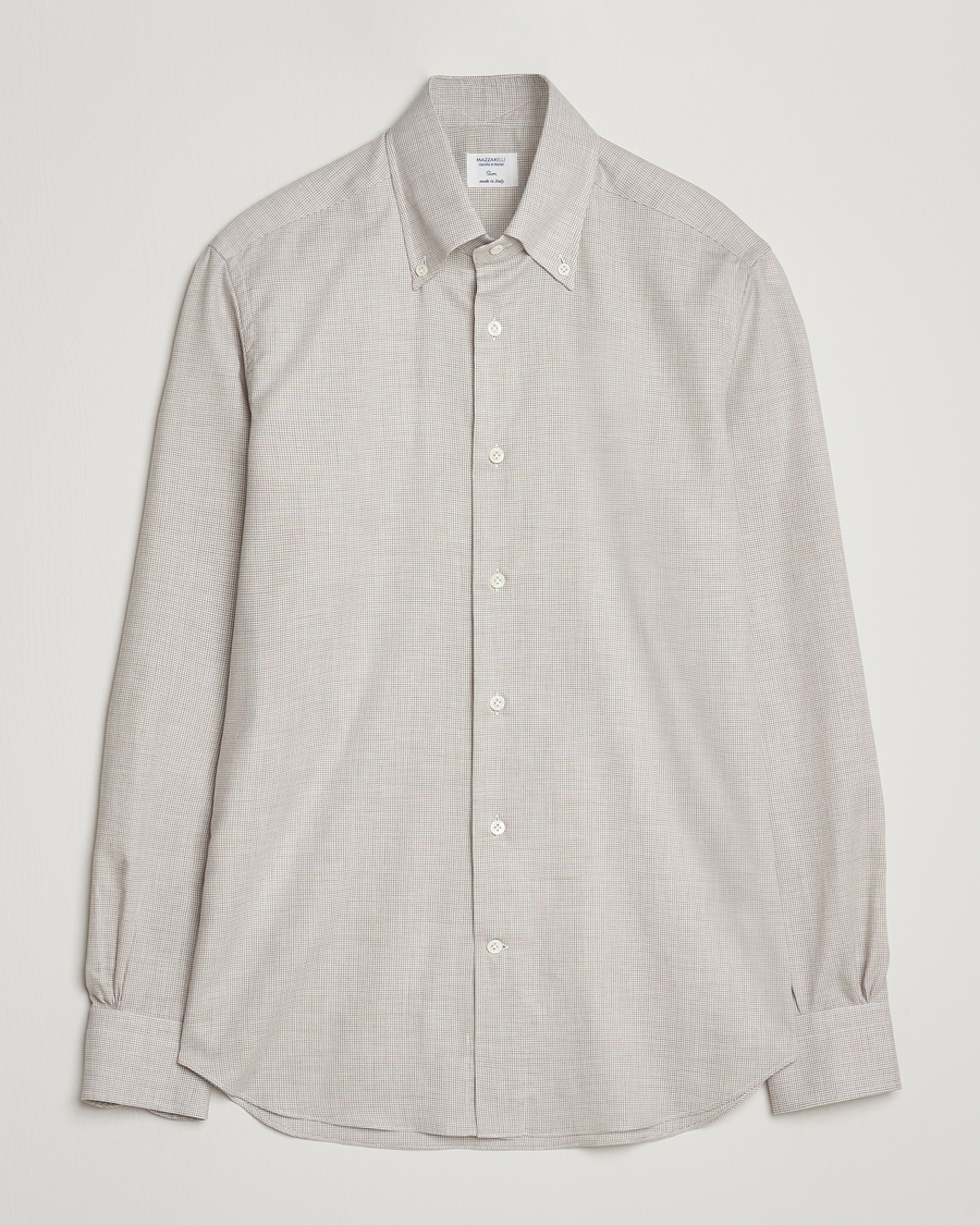 Mies | Kauluspaidat | Mazzarelli | Soft Flannel Button Down Shirt Beige