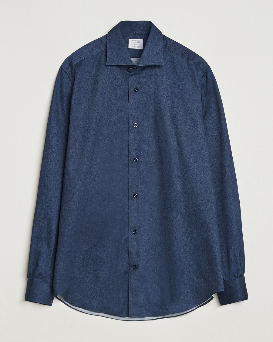 Mies | Kauluspaidat | Mazzarelli | Soft Flannel Cut Away Shirt Navy