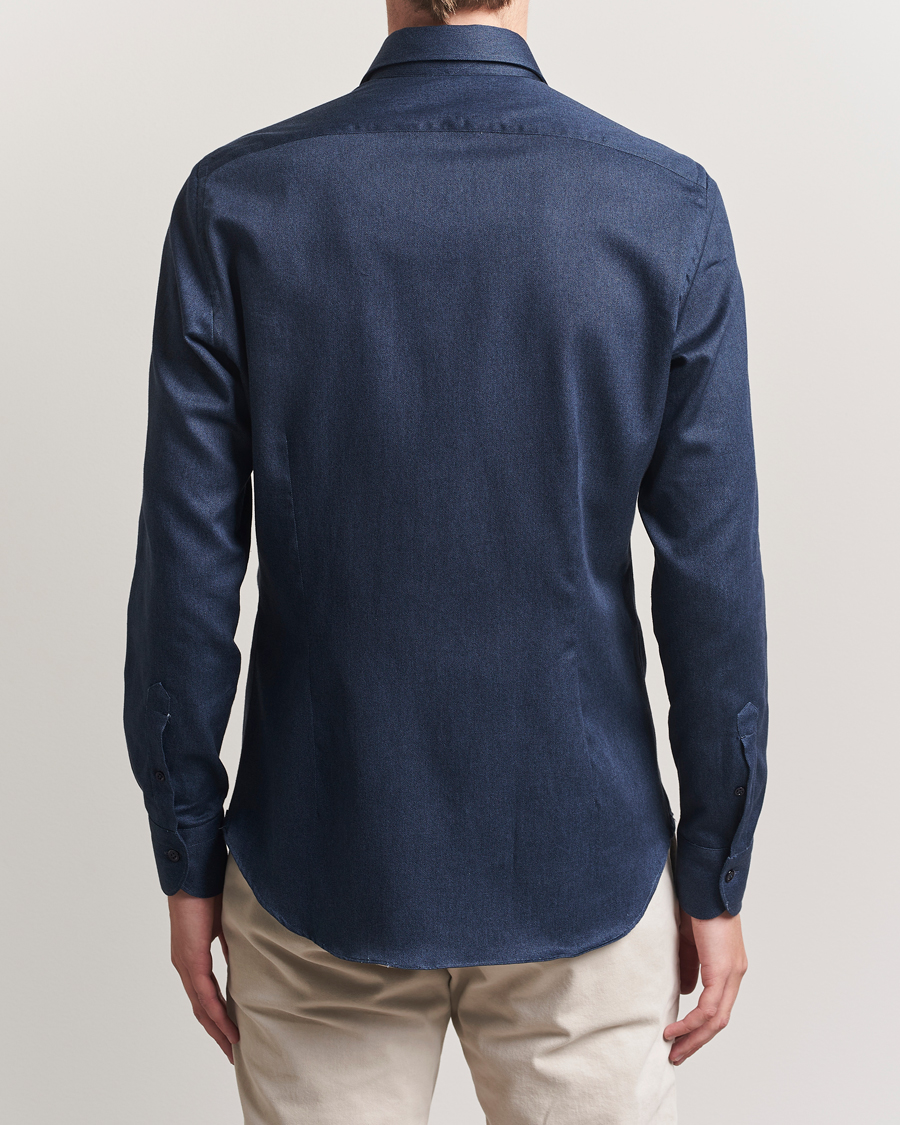 Mies | Kauluspaidat | Mazzarelli | Soft Flannel Cut Away Shirt Navy