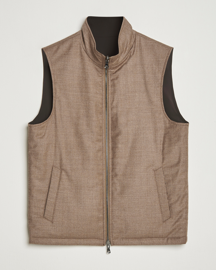 Mies | Takit | Oscar Jacobson | Nylon/Wool Reversible Vest Brown