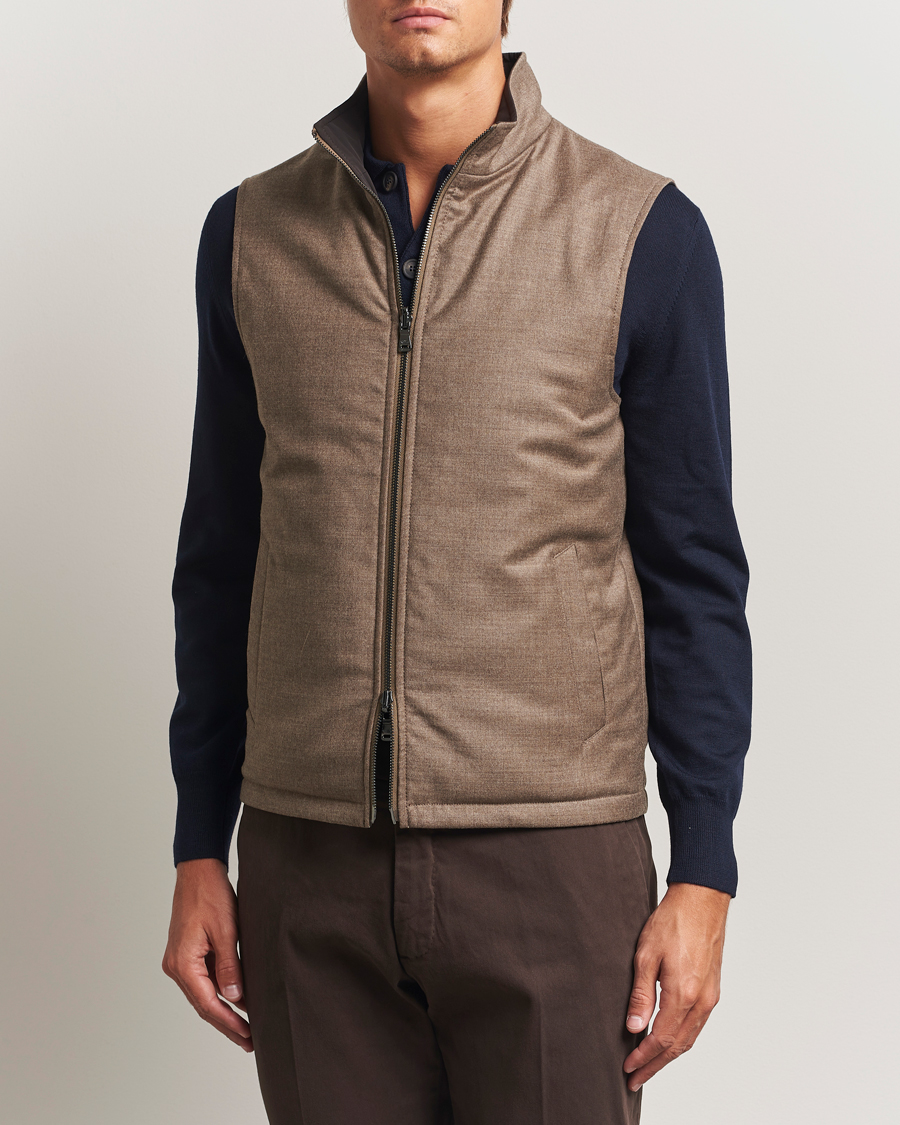 Mies | Takit | Oscar Jacobson | Nylon/Wool Reversible Vest Brown
