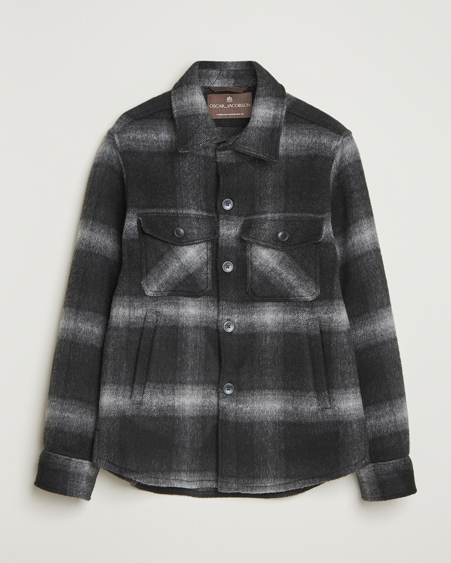 Mies | Takit | Oscar Jacobson | Maverick Checked Wool Shirt Jacket Grey