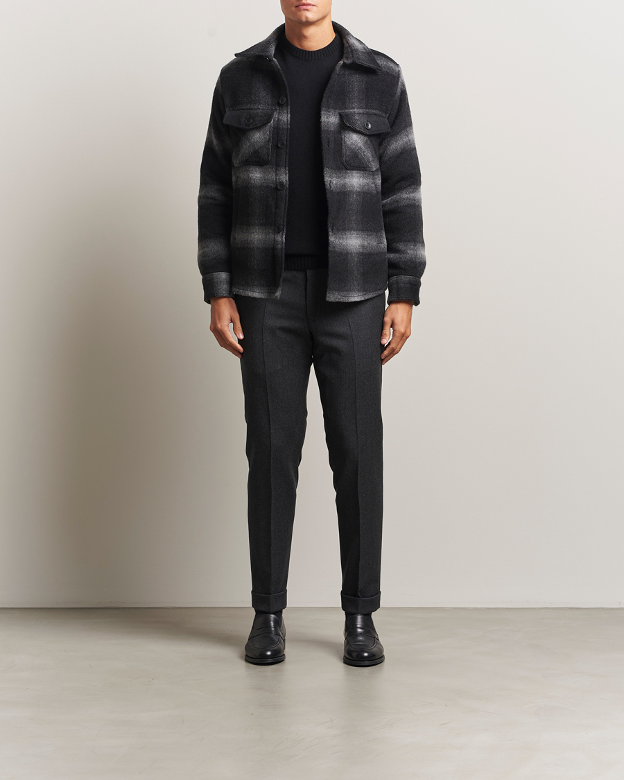 Mies | Takit | Oscar Jacobson | Maverick Checked Wool Shirt Jacket Grey