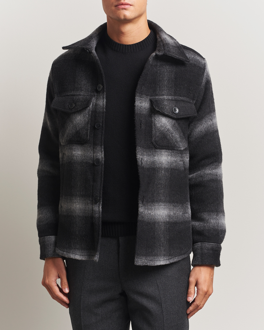 Mies | Takit | Oscar Jacobson | Maverick Checked Wool Shirt Jacket Grey