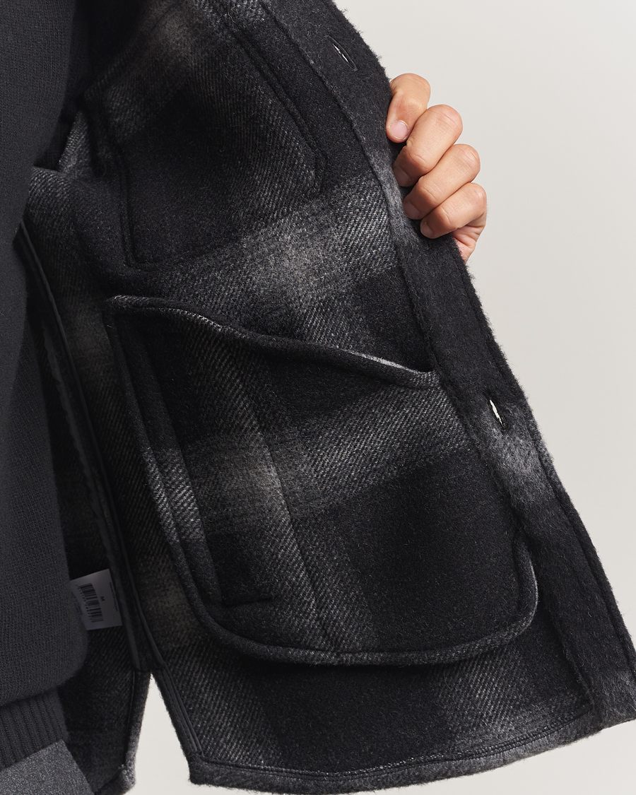 Mies | Takit | Oscar Jacobson | Maverick Checked Wool Shirt Jacket Grey