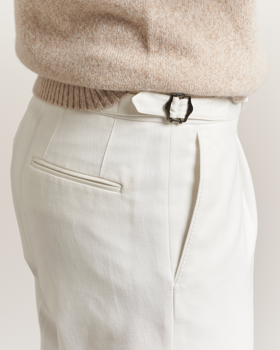 Mies | Housut | Oscar Jacobson | Delon Brushed Cotton Trousers White