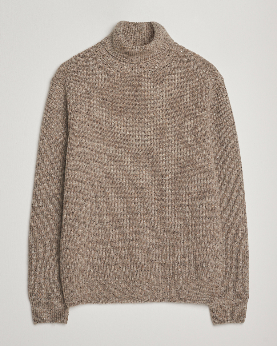 Mies | Puserot | Oscar Jacobson | Mika Heavy Merino Rollneck Beige