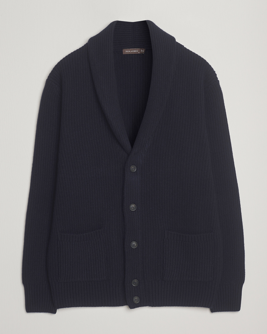 Mies | Puserot | Oscar Jacobson | Roland Wool Cardigan Navy