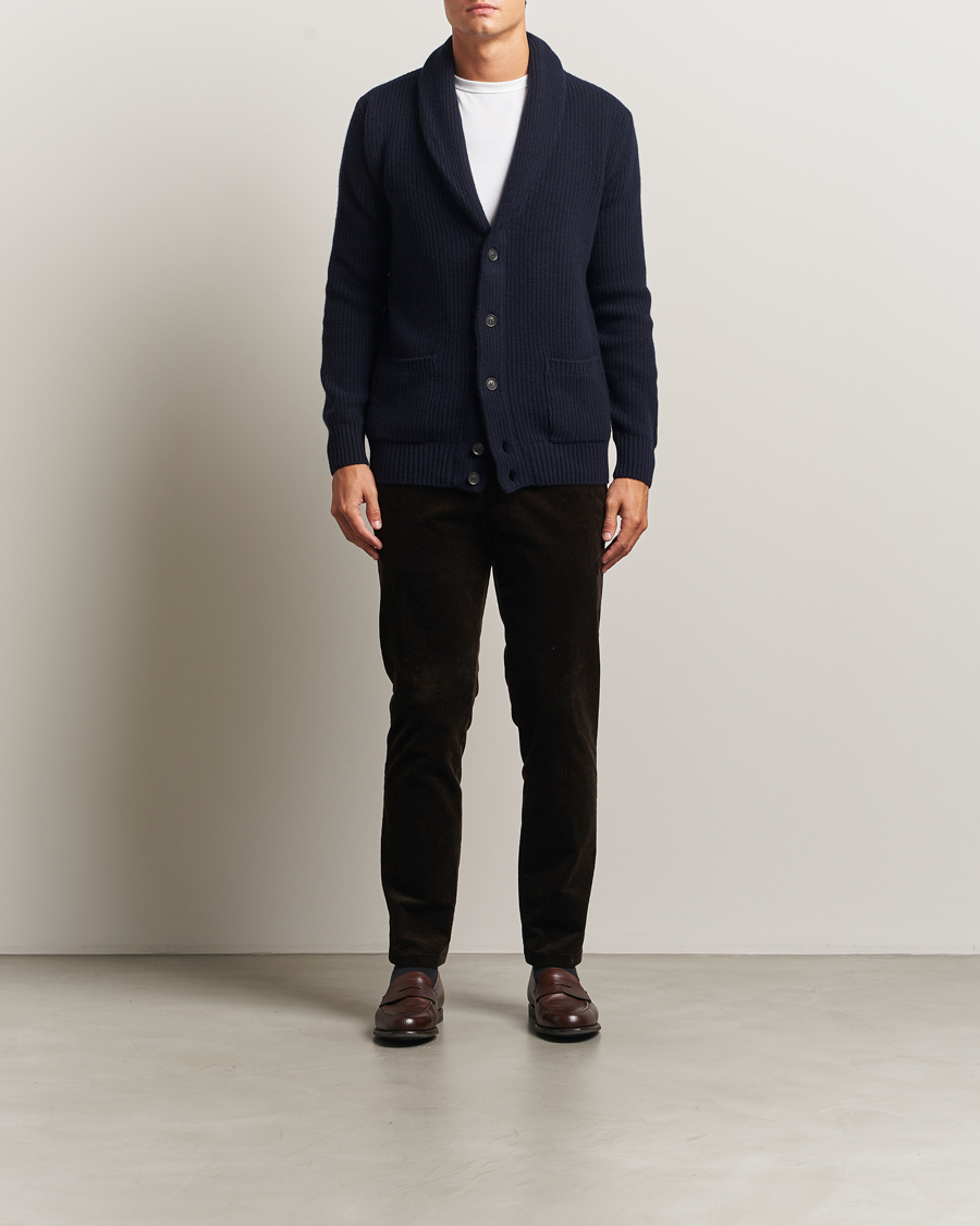 Mies | Puserot | Oscar Jacobson | Roland Wool Cardigan Navy