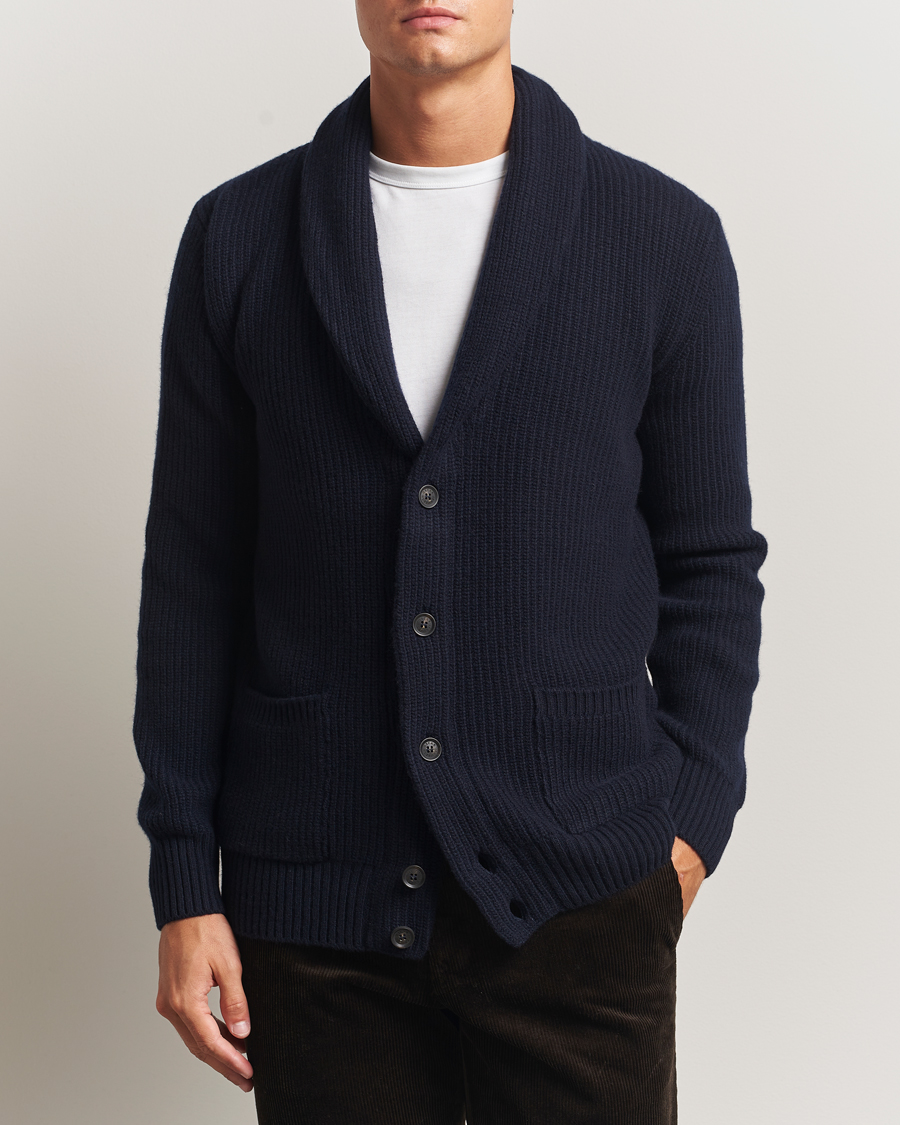Mies | Puserot | Oscar Jacobson | Roland Wool Cardigan Navy