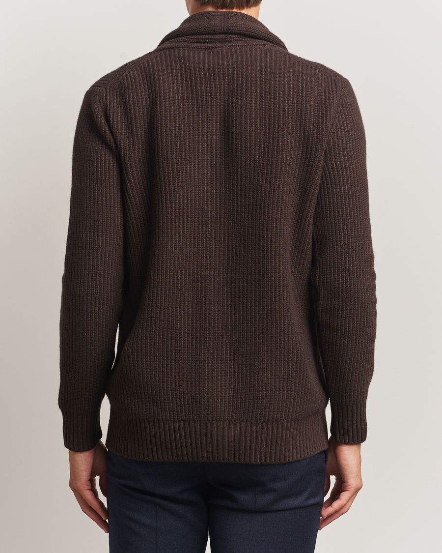 Mies | Puserot | Oscar Jacobson | Roland Wool Cardigan Dark Brown