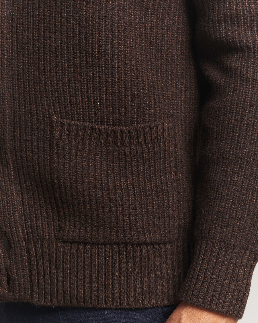 Mies | Puserot | Oscar Jacobson | Roland Wool Cardigan Dark Brown